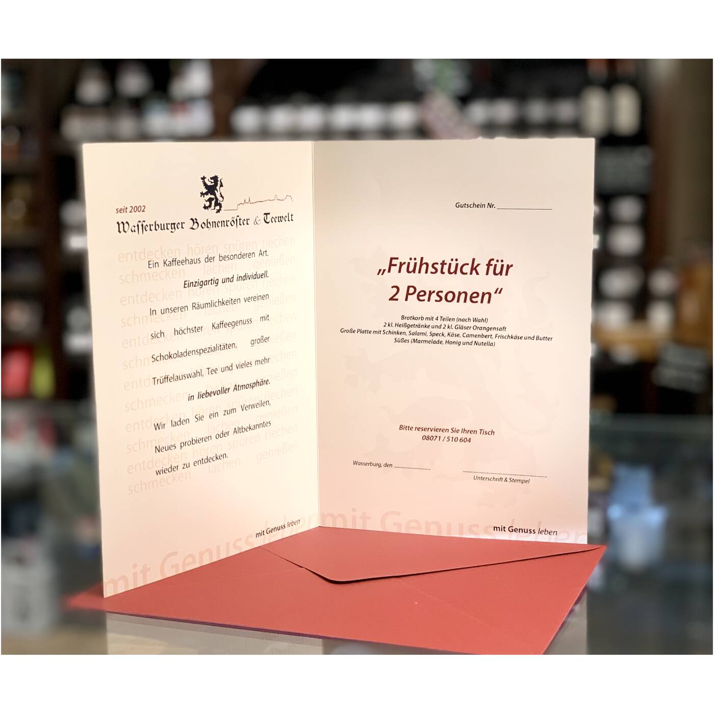 Geschenk Gutschein für ein Plauderfrühstück für 2 Personen