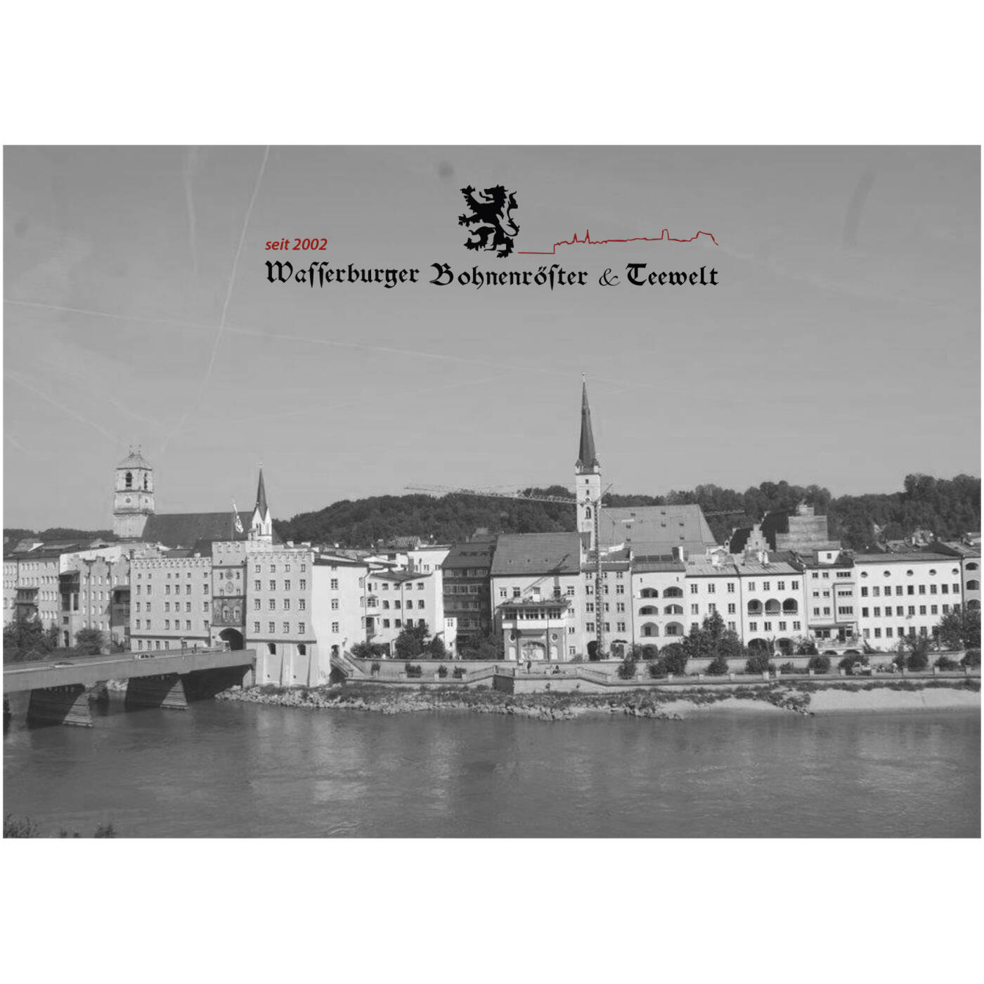 Grußkarte "Wasserburg am Inn" schwarz/weiß